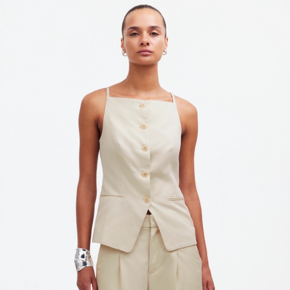 Madewell Beige Button-Front Vest